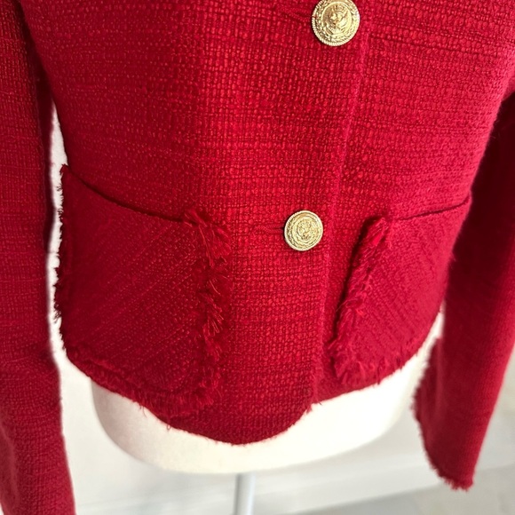 Bold Red Jones New York Tweed Women's Jacket Size 4 - Picture 6 of 11